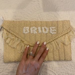 Bride straw clutch beach bag